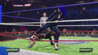 Wwe 2K22 Bottom Rope Foot Choke In Blue Heels