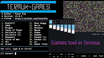 20 Games tools in Termux.Installing best Termux games.We can play Solitaire,Greed,0verkill,etc..game