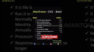 Mainframe - Batch Vs ONLINE. #kumaritchannel #ibm #mainframes #cobol #interview