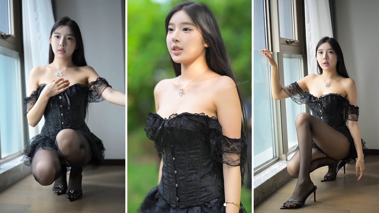 Dark Allure: Off-Shoulder Corset With Sheer Stockings