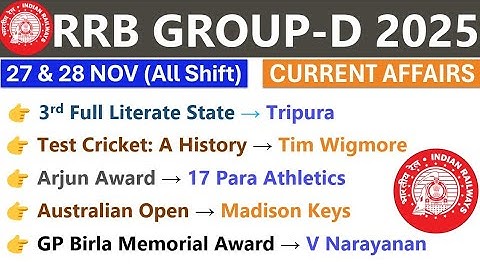 RRB GROUP D 2025 | FULL CURRENT AFFAIRS ANALYSIS (All Shifts) | 27 & 28 NOVEMBER | CURRENT AFFAIRS |