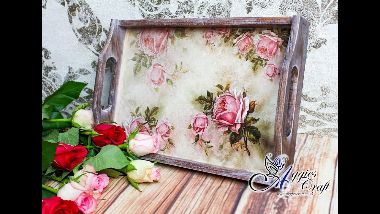 Мастер-класс по декупажу — Романтический поднос с розами — своими руками