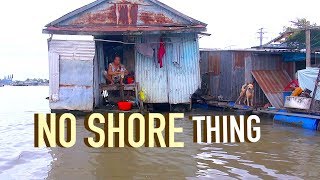 Tour inside a ghetto raft house. Vietnam.