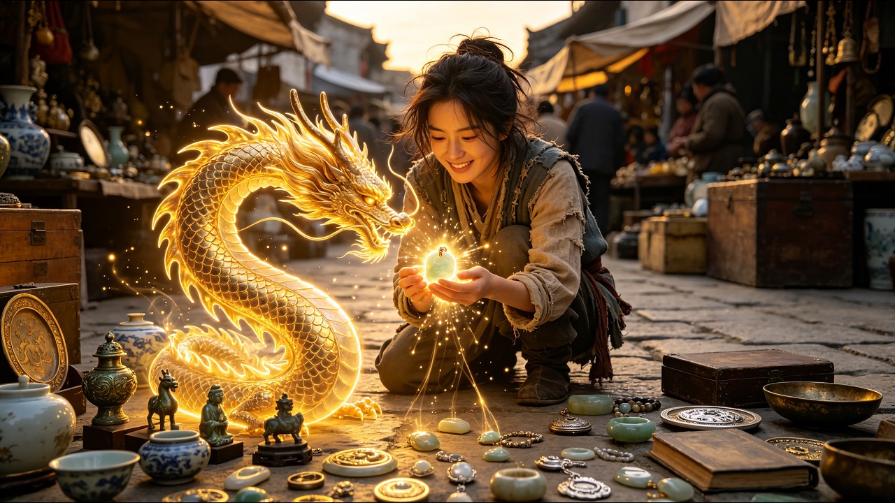 Rồng thần giúp tôi giàu! Cô gái nghèo đánh thức rồng, được mắt rồng, giám bảo giàu.