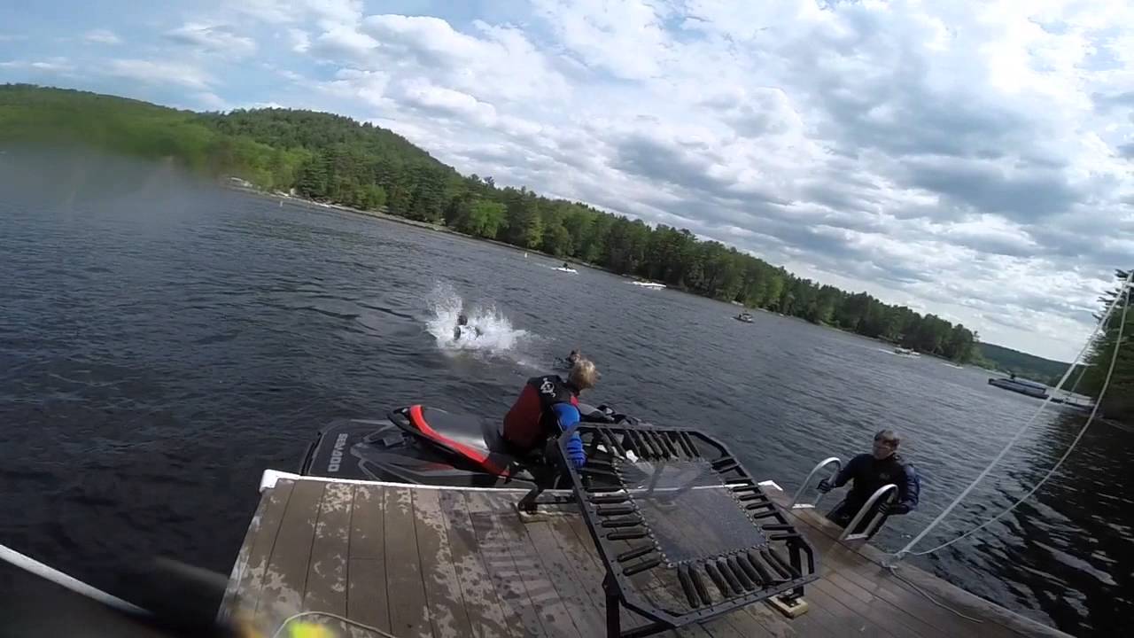 Trampoline on the dock in Schroon Lake YouTube
