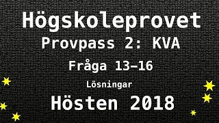 Högskoleprovet 2018 Hösten Lösningar Pass 2 KVA del 1