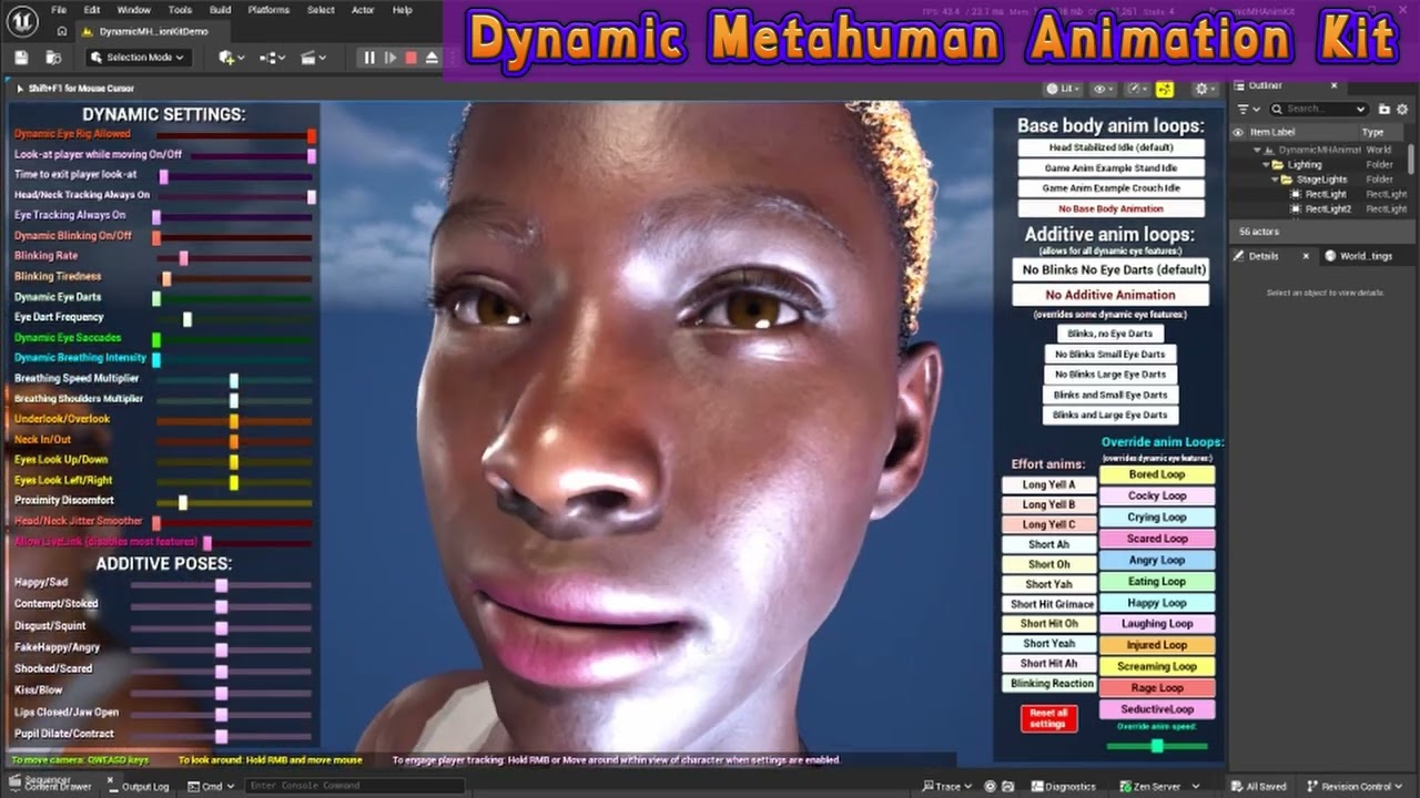 Dynamic Metahuman Animation Kit (DMHAK) Feature Overview