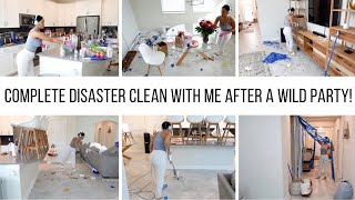 COMPLETE DISASTER CLEAN WITH ME AFTER A WILD PARTY!! // CLEANING MOTIVATION // Jessica Tull cleaning