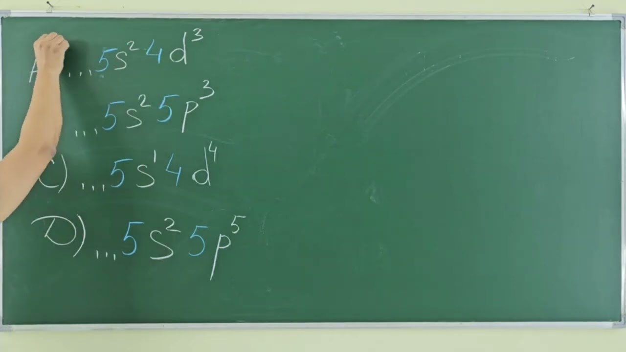 Kimyoviy element atomining 5-pog’onasida beshta elektron bo’lsa, elementning elektron konfiguratsiya