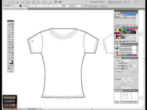 Fashion flat sketch in Illustrator pen tool tutorial. Adobe Illustrator ...