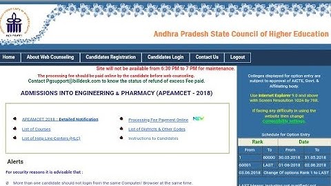 Ap Eamcet 2018 Processing Fee Payment Date Extanded|Live|