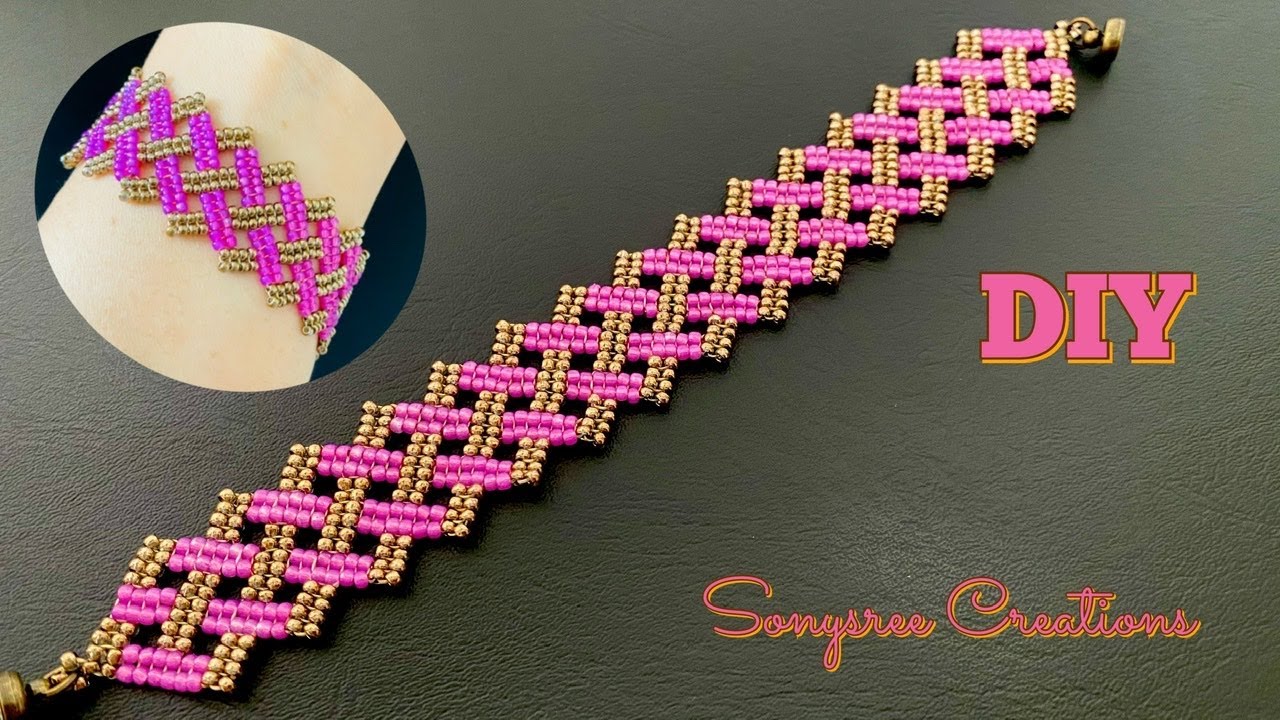 Basket Weave Beaded Bracelet || How to make Beaded Bracelet