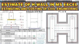 Estimate of H Wall with MS Excel | Quantity Surveying and Estimation | Civil Engineering