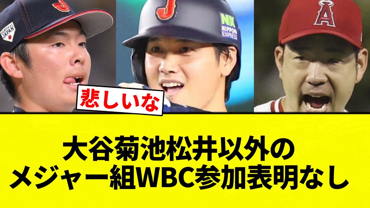 【表明なしや！】大谷菊池松井以外のメジャー組WBC参加表明なし【プロ野球反応集】【2chスレ】【なんG】
