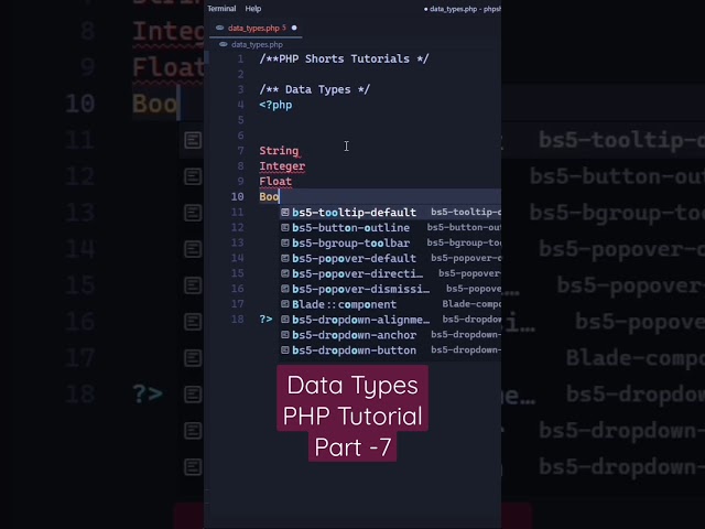 PHP Tutorial: Data Types - Part -7 #shorts class=