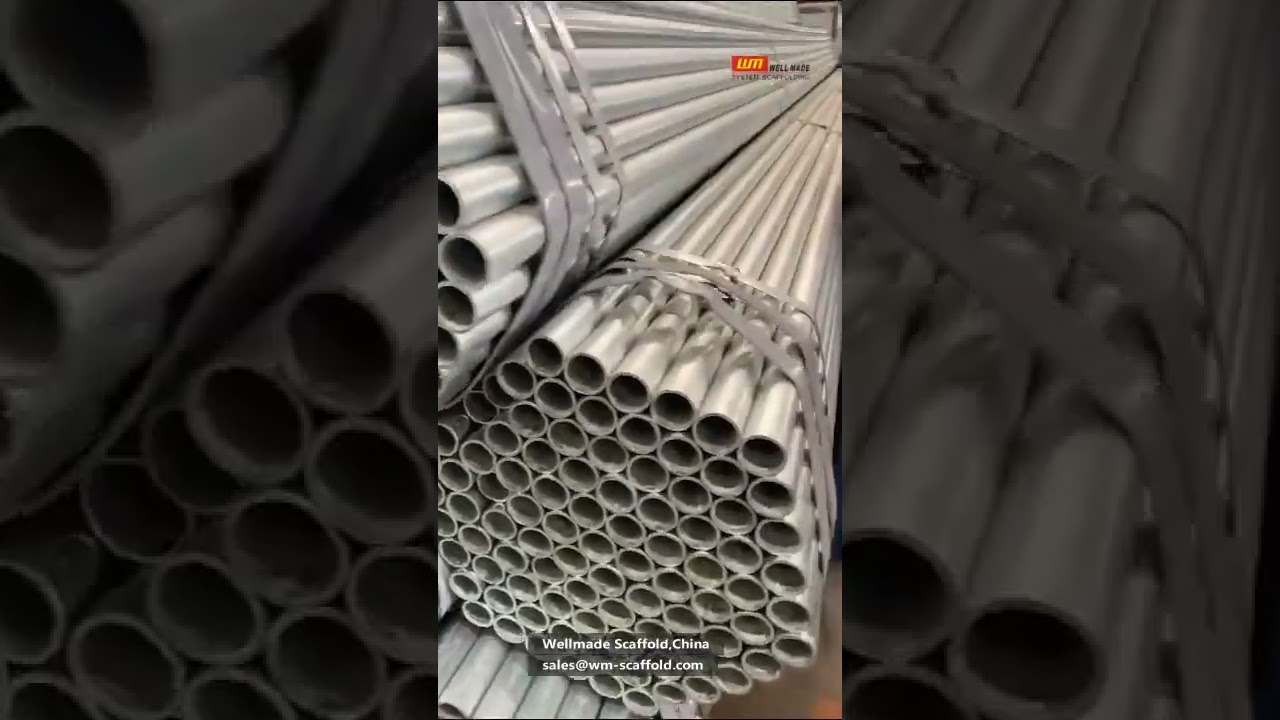 Galvanized Scaffolding Pipes Packed Well Waiting for Shipping  - Wellmade Scaffold Tubes BS 1139