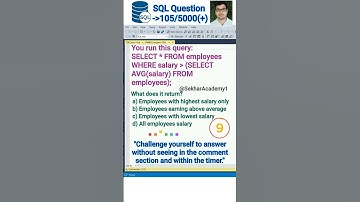 SQL Question 105 || #shorts #ytshorts #youtubeshorts #sql #interview #reels #mysql @SekharAcademy1