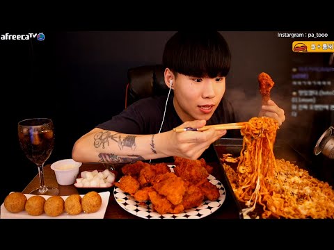 핫뿌링클에 바삭치즈볼 틈새볶음면 치즈추가해서 먹방! MukBang Eating Show [파투]
