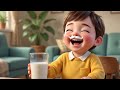 طفل يشرب الحليب اللذيذ بسعادة | A child is drinking delicious milk happily.