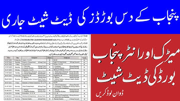 Matric And Intermediate Board Exams New Datesheet 2021 - 9th+10th+11th+12th Board Exams Datesheet