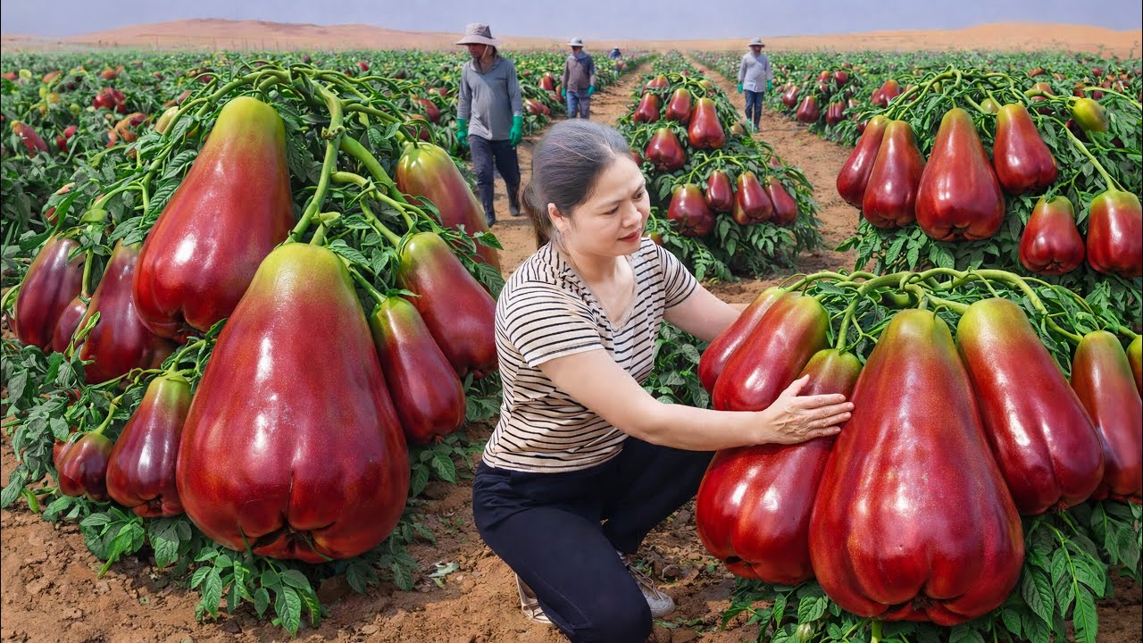 Harvesting Giant Ruby Rose Apples in the Desert Farm | Massive Juicy Fruits Ready for Market