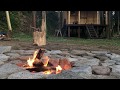 Making a fire pit by river stone.