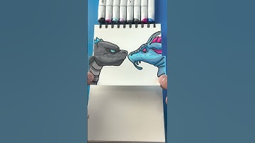 Godzilla vs Tiamat Folding Surprise!! #artlandhowtodraw #howtodraw #shorts #godzilla