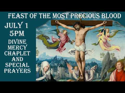 Wednesday July 1  5 PM-  Feast of The Most Precious Blood --Divine Mercy Chaplet & Special Prayers