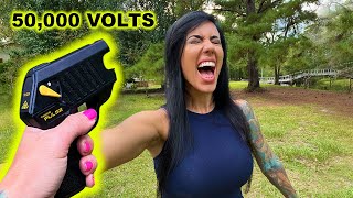 Personally testing the TASER pulse.