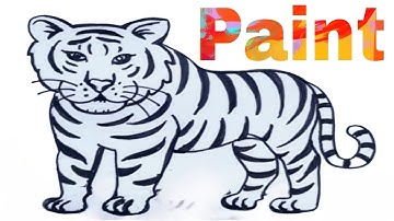 How to easily draw tiger 🐯🐯🐯 in computer 🖥️💻🖥️ in MS Paint 🎨🖌️🎨 #drawing #painting 