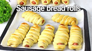 Sausage bread rolls | Braided chinese hot dog buns recipe