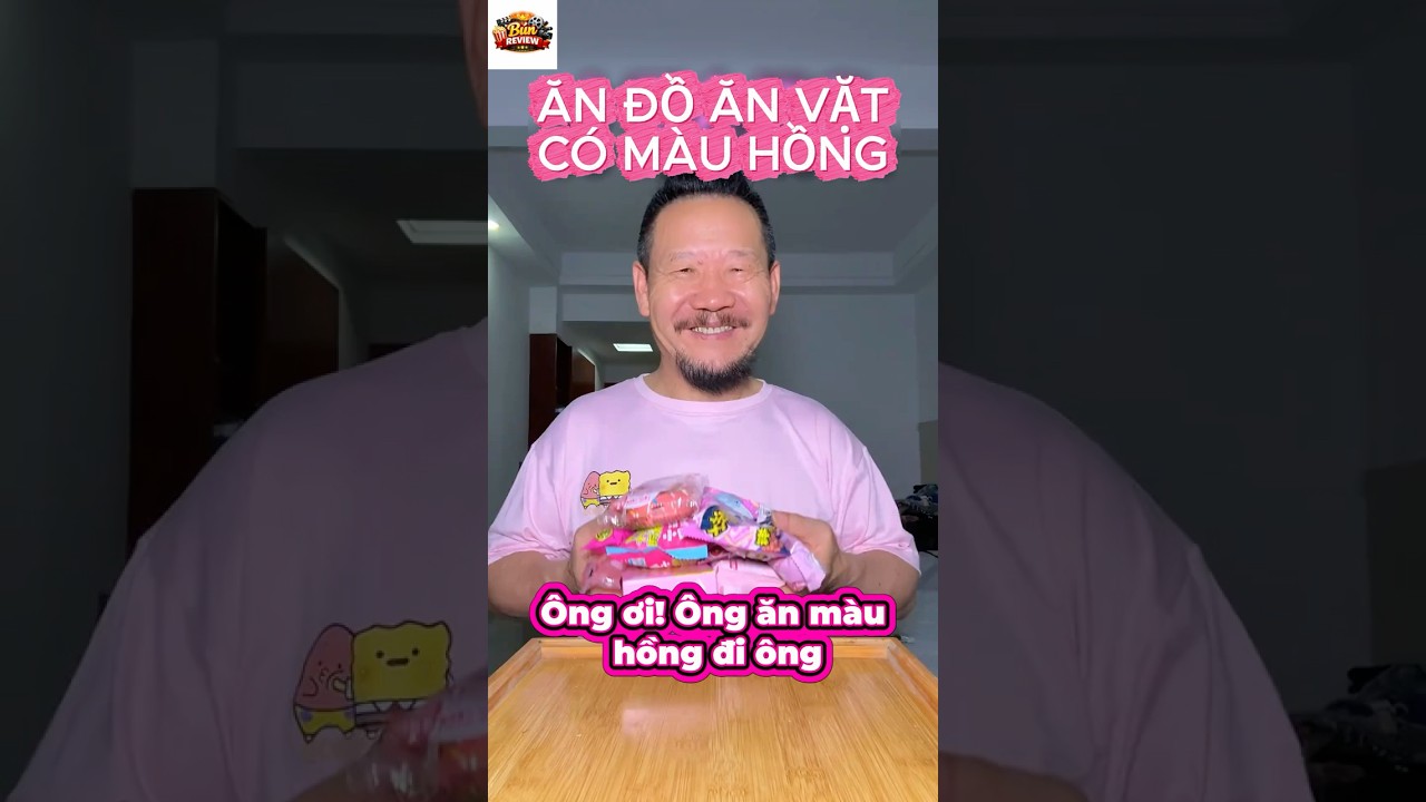 Ông Lão mukbang: Ăn đồ ăn vặt có màu hồng #food #mukbang