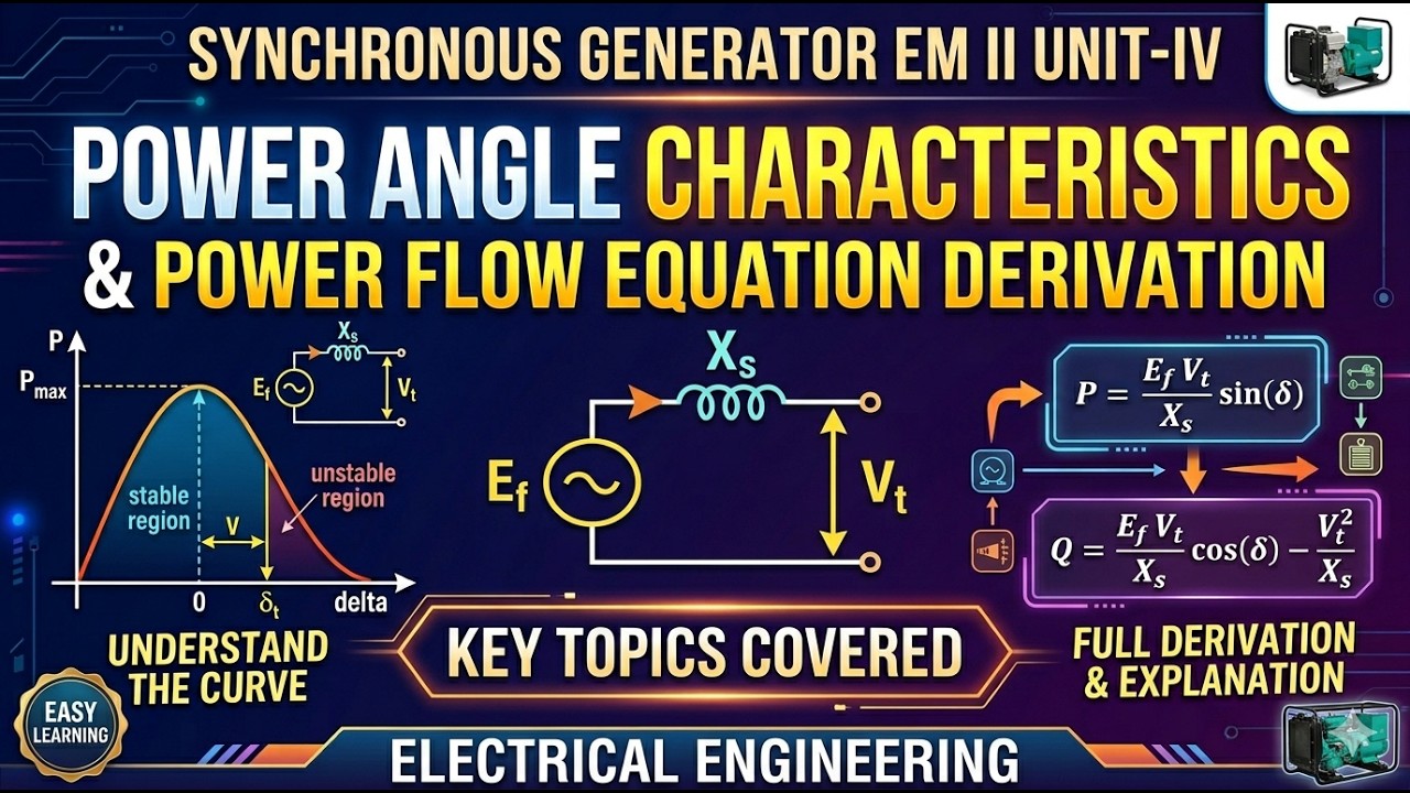 EM II UNIT IV LEC 5 Power vs Load Angle Characteristics & Power Flow ...