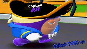 Oddbods Turbo Run Game: Pirate Captain Jeff drives Turbo Blue Car