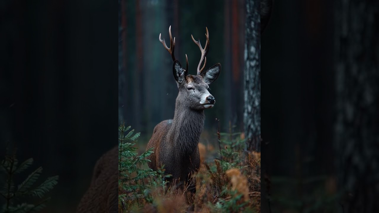 Deer walking through a quiet forest clearing 🦌🍃 
