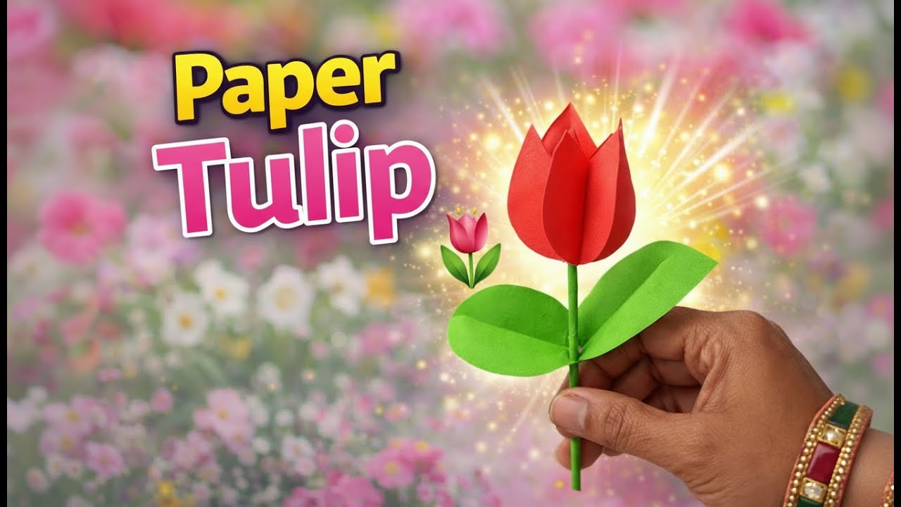 Paper Tulip Flower 🌷 | Easy Paper Flower Craft for Beginners