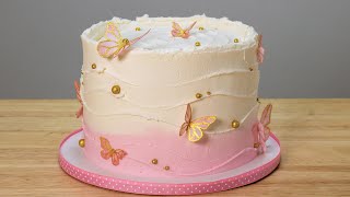 Pink Velvet Buttercream Cake - Wafer Paper Butterflies