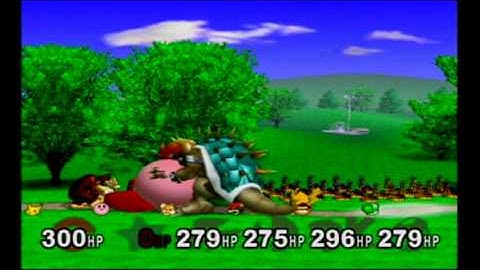 Super Smash Bros Melee Debug Menu Fun - 5 CPU vs Giant Kirby - Stamina Mode