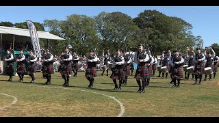 Closkelt Pipe Band plays in Aberdeen in the 2023 Grade One European Championships