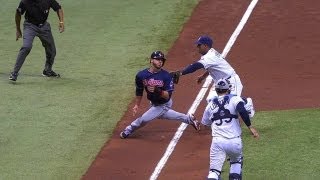 Longoria gets the out at home