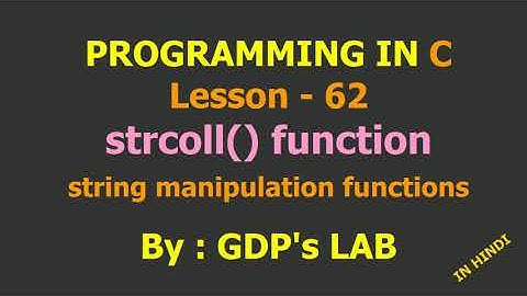 strcoll function | Lesson - 62 | C in Hindi