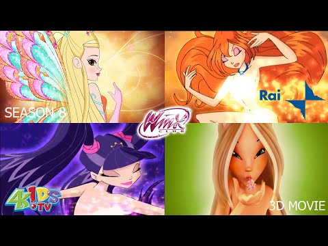 ENCHANTIX TRANSFORMATION ALL VERSIONS COMPARISON | WINX CLUB - SEASON 3 VS SEASON 8 VS MOVIE 1