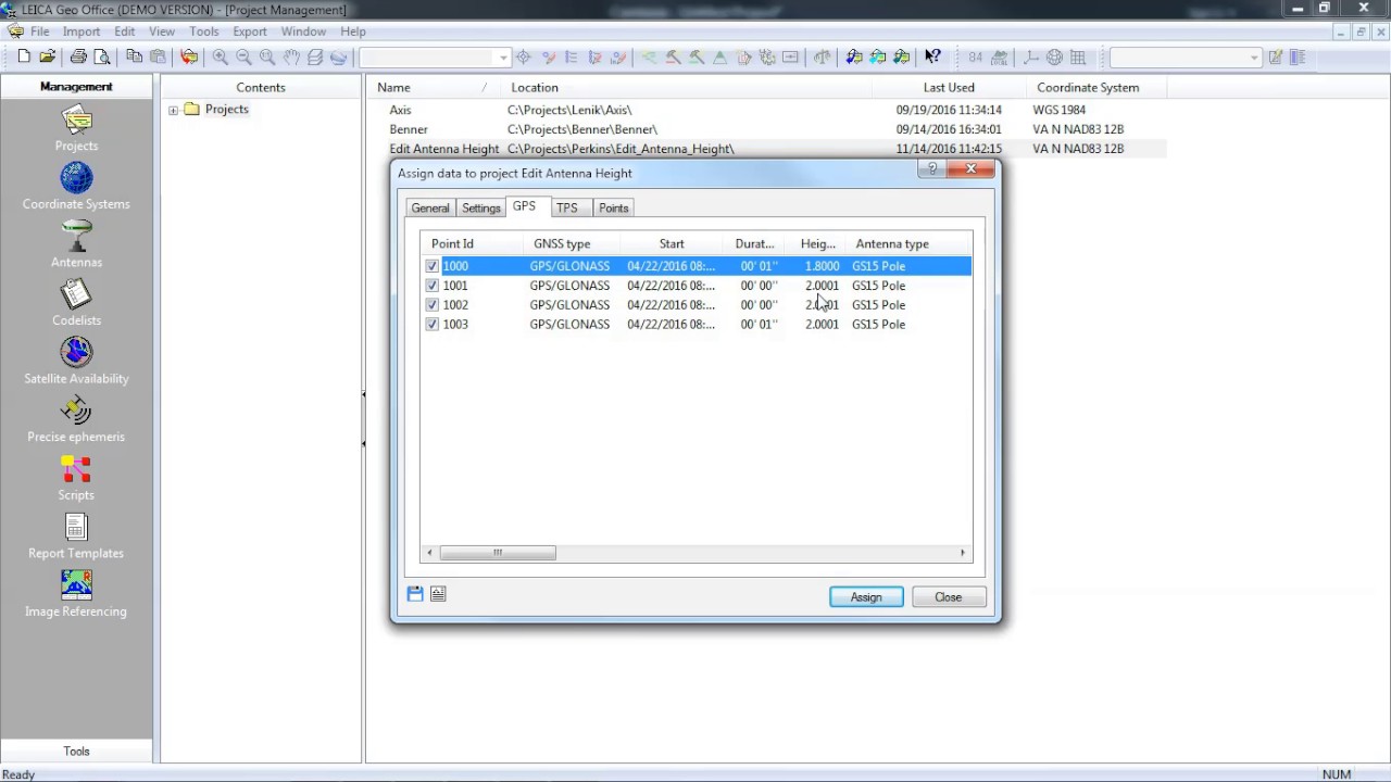 Leica Geo Office Edit GNSS Antenna Heights - YouTube