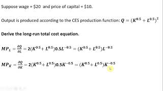 Derive Long-Run Total Cost from CES Production Function