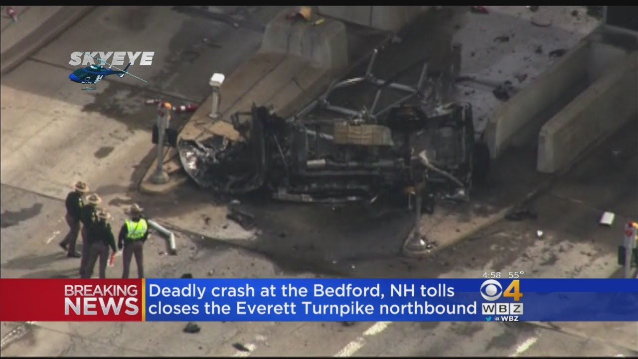 Driver Killed In Fiery Crash At Everett Turnpike Toll Booth - YouTube