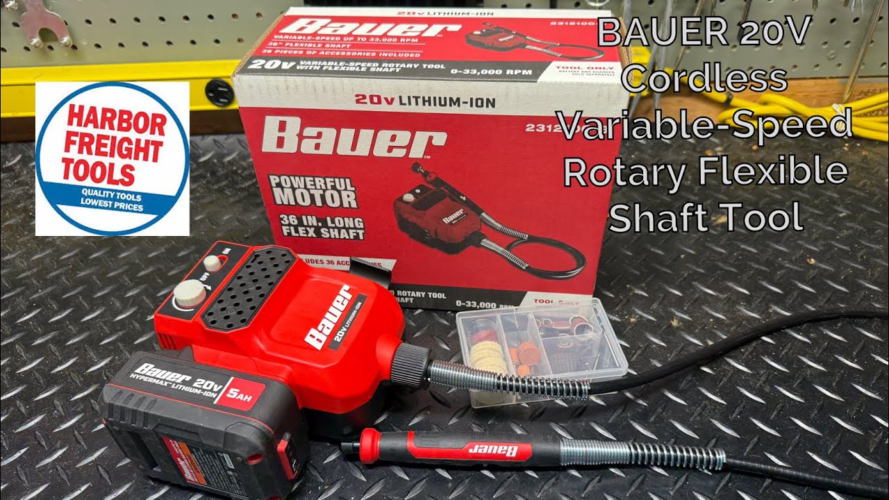 BAUER 20V Cordless Rotary Tool Kit with Flexible Shaft - YouTube
