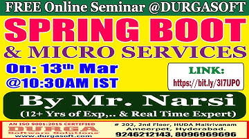SPRING BOOT & MICRO SERVICES (FREE Seminar) Online Training @ DURGASOFT