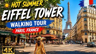 ☀️ Summer Eiffel Tower Walk Tour 🇫🇷 | Paris, France 2026 | 4K Walking Tour | Hidden Street paris