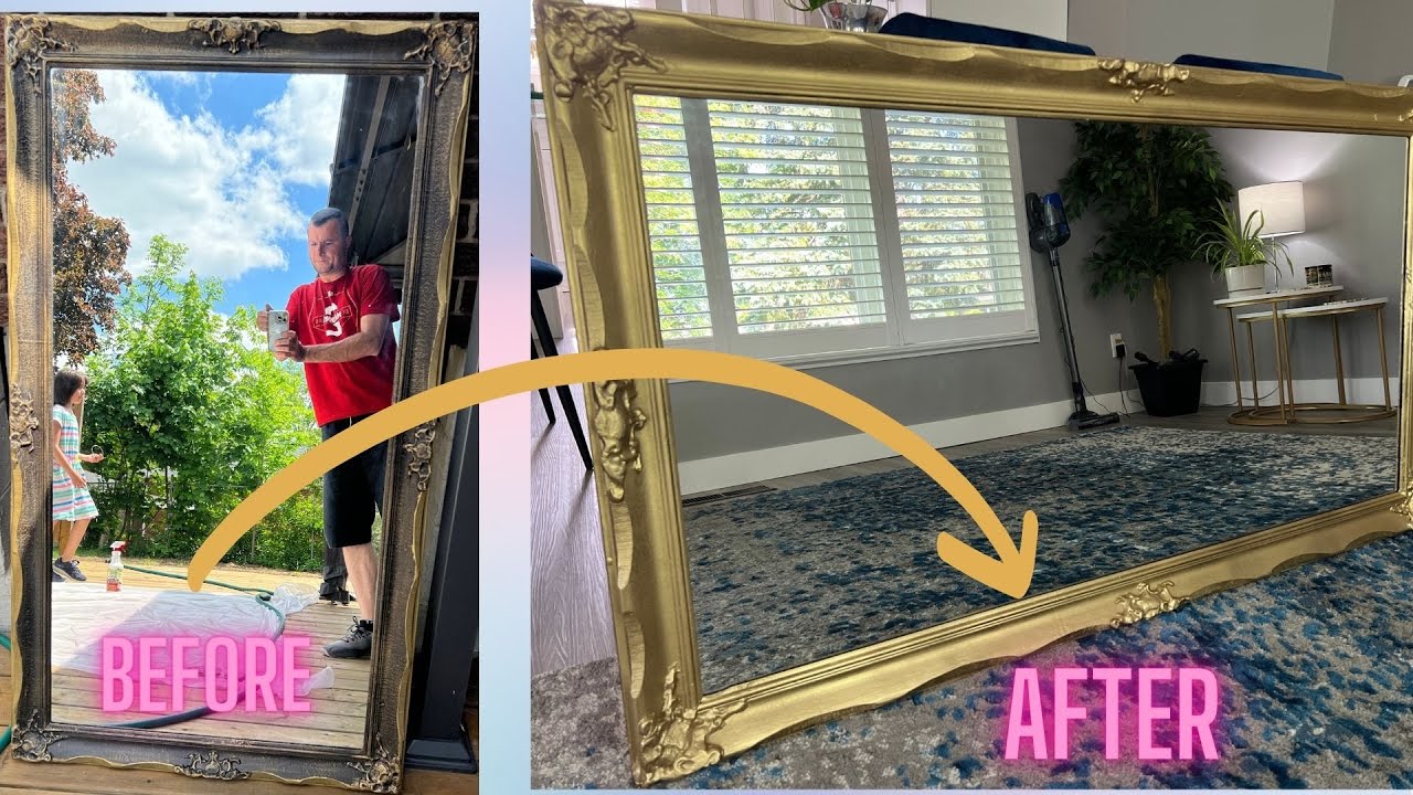 How To Paint A Mirror Frame GOLD - Remodelando la Casa