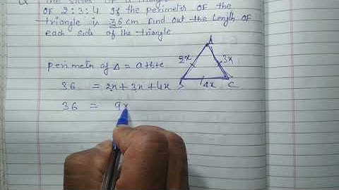 The sides of a triangle are in the ratio of 2 : 3 : 4   perimeter is 36 find the length
